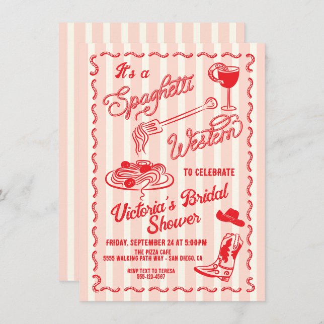 Convites Massa de Cowboy Italiano Spaghetti Western Desenha (Frente/Verso)