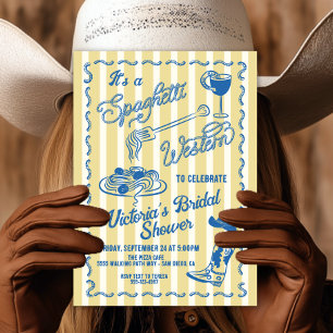 Convites Massa de Cowboy Italiano Western Espaguete Desenha