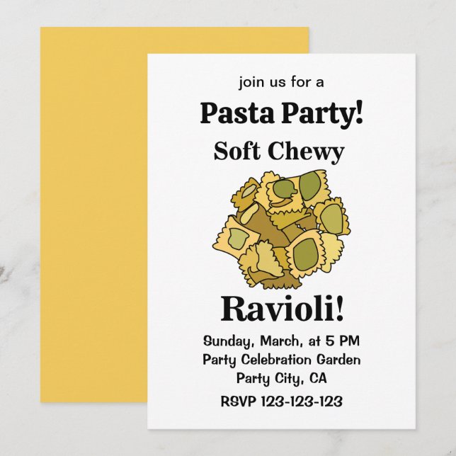 Convites Massa de Ravioli Comida Italiana (Frente/Verso)