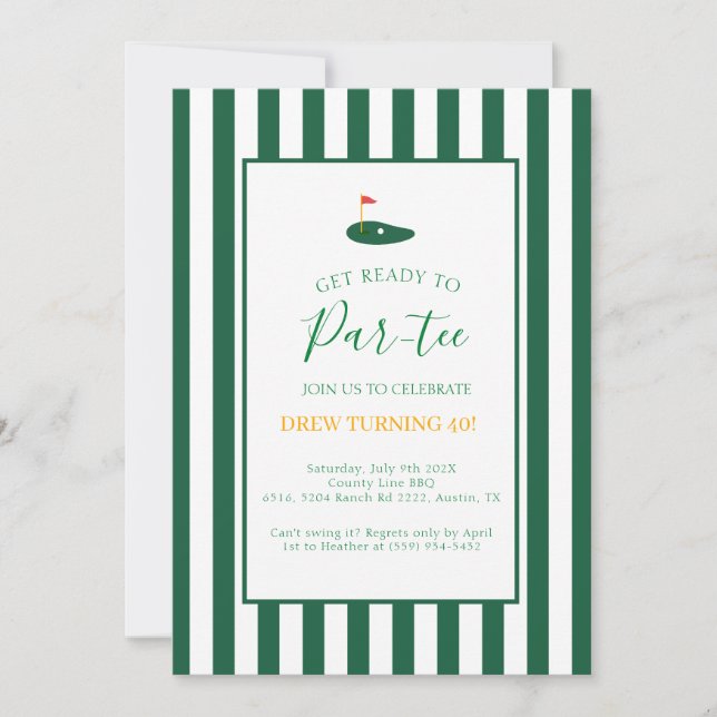 Convites Master 40th Birthday Adult Green Birthday (Frente)