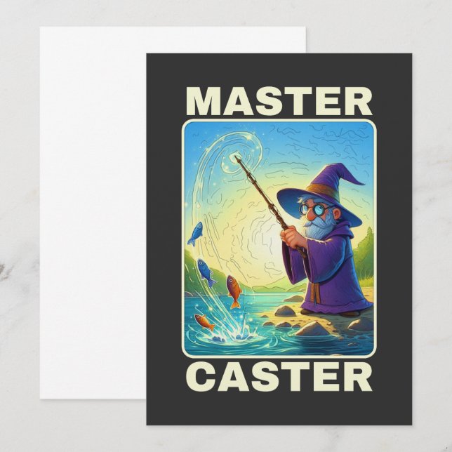 Convites Master Caster - Assistente de Pesca Mágica (Frente/Verso)