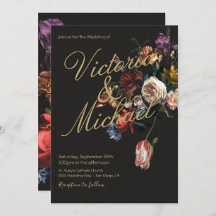 Convites Master Floral Dark & Moody Wedding holandês