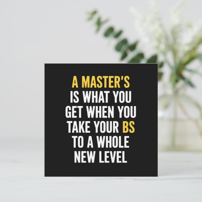 Convites Masters Degree Graduation Funny Humor Quotes  (Em pé/Frente)