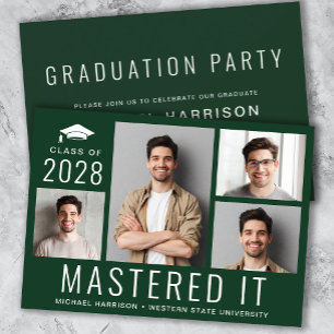 Convites Masters Degree Photo Green Graduation Party