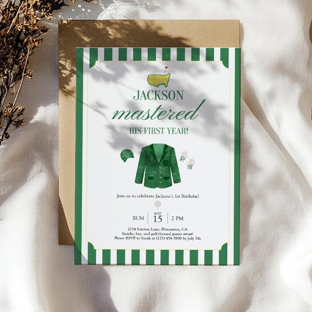 Convites Masters Golf 1st Birthday Invitation Template: Edi (Criador carregado)