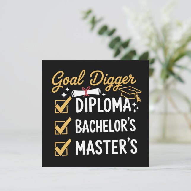 Convites Masters Graduation Goal Digger Mastered It Class  (Em pé/Frente)