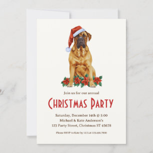 Convites Mastiff numa festa de Natal do Cachorro Branco do