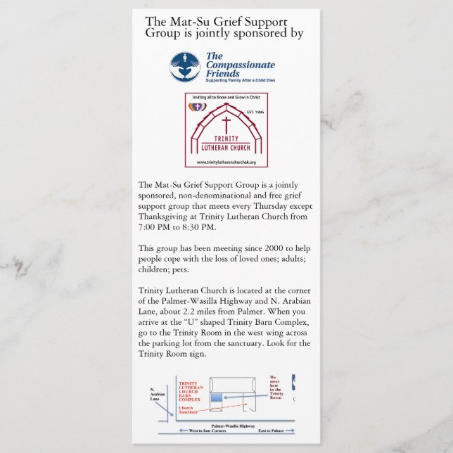 Convites Mat-Su Grief Support Group Advertisement  (Frente)