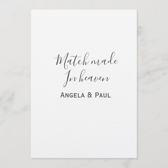 Convites Match made in heaven name couple wedding simple  (Frente)