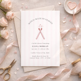 Convites Match Made in Heaven Pink Stripe Bridal Shower