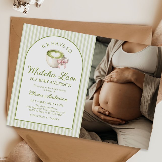 Convites Matcha Green Tea Baby Shower Photo (Criador carregado)