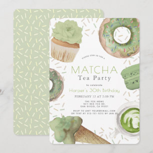 Convites Matcha Sweets Green Tea Party Adulto Aniversário