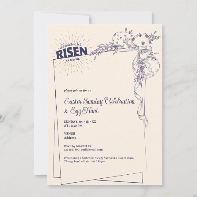 Convites Mateus 28:6 Ele É Um Evo Religioso De Páscoa Em Ri (Frente)