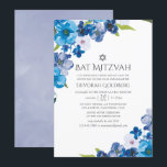 Convites Matizes de Bat Floral Azul Mitzvah<br><div class="desc">Sombras pastel elegantes do convite do morcego floral azul mitzvah,  projetado para ser rápida e facilmente personalizado de acordo com as especificações de seu evento.</div>