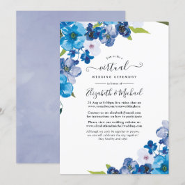 Convites Matizes de Casamento Virtual Online Floral Azul