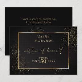 Convites Matrão de Honra Dourada e Negra Elegante