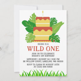 Convites matrimônio selvagem de crianças um primeiro aniver