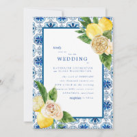 Matte de Casamento de Azul e Limões do Mediterrâne