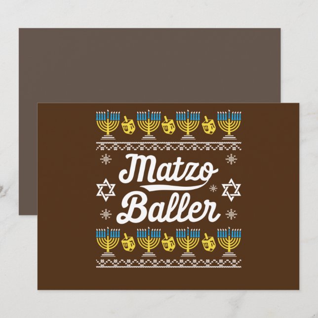 Convites Matzo Baller Long Sleeve Funny Hanukkah Gifts (Frente/Verso)