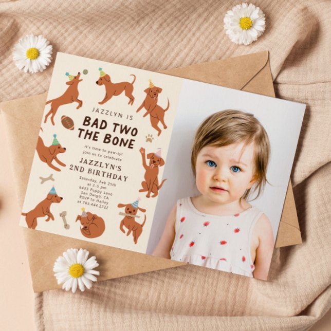 Convites Mau Dois A Foto Do segundo aniversário Dos Cães Os (Criador carregado)