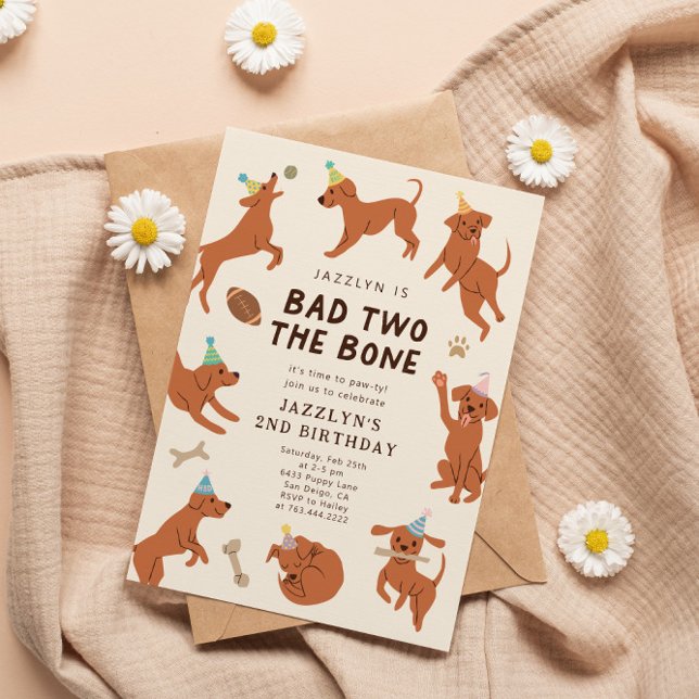 Convites Mau Dois O segundo aniversário Do Cachorro Ósseo (Criador carregado)