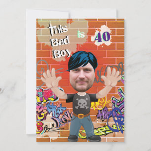 Convites Mau Menino 40º Aniversário Engraçado Cortado