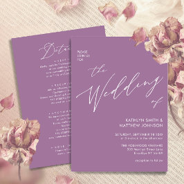 Convites Mauve All In One Modern Script Minimalist Wedding