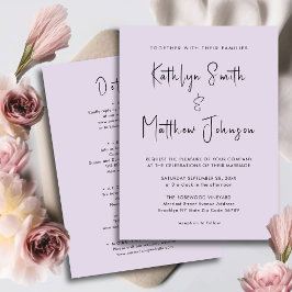 Convites Mauve All In One Modern Script Minimalist Wedding