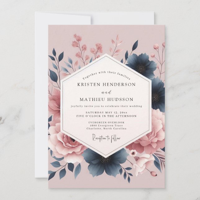 Convites Mauve Bloom Botanical Romance Wedding (Frente)