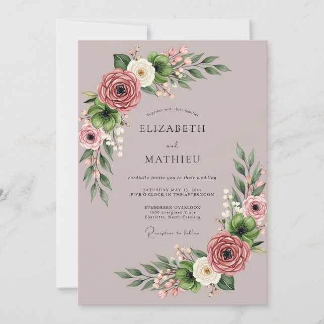 Convites Mauve Captivating Succulent Wedding (Frente)