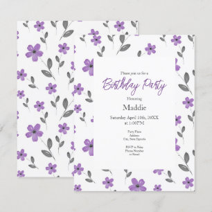 Convites Mauve Cinco Flores De Aquarela Petal Padrão