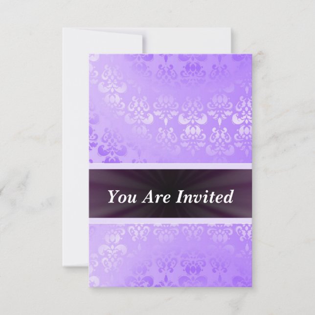 Convites Mauve damask qualquer ocasião (Frente)