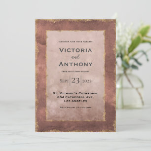 Convites Mauve Dourado Casamento Moderno