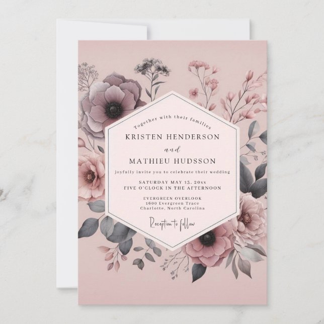 Convites Mauve Duskbloom Wedding (Frente)