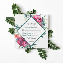 Mauve e Burgundy Floral Wedding RSVP