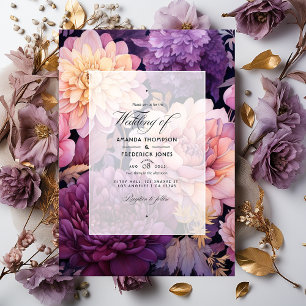 Convites Mauve e Dourado Casamento Floral