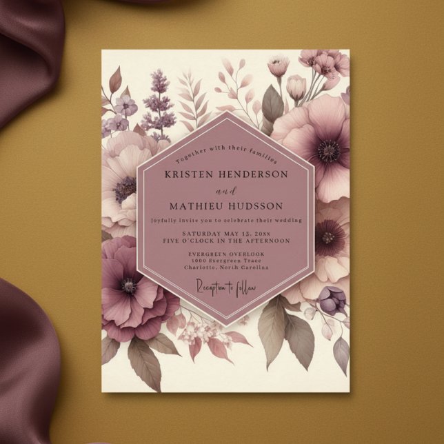 Convites Mauve Ethereal Blossom Wedding (Criador carregado)