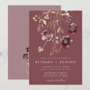 Convites Mauve Fall Floral Wedding