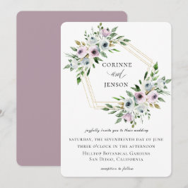 Convites Mauve Floral Geométrico Wedding