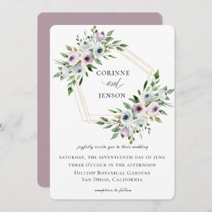 Convites Mauve Floral Geométrico Wedding