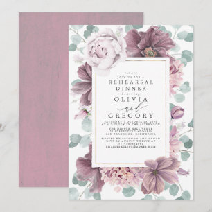 Convites Mauve Flowers e Greenery Modern Janto de ensaio