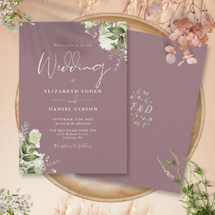 Convites Mauve Greenery Floral Monograma Wedding