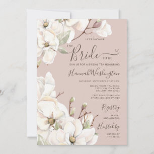 Convites Mauve Magnolia Fllower Bridal Tea