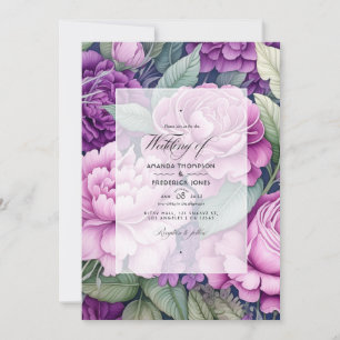 Convites Mauve Purple e Greenery Floral Wedding