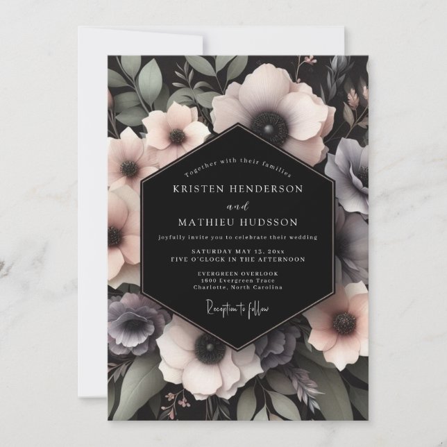 Convites Mauve Somber Bloom Wedding (Frente)
