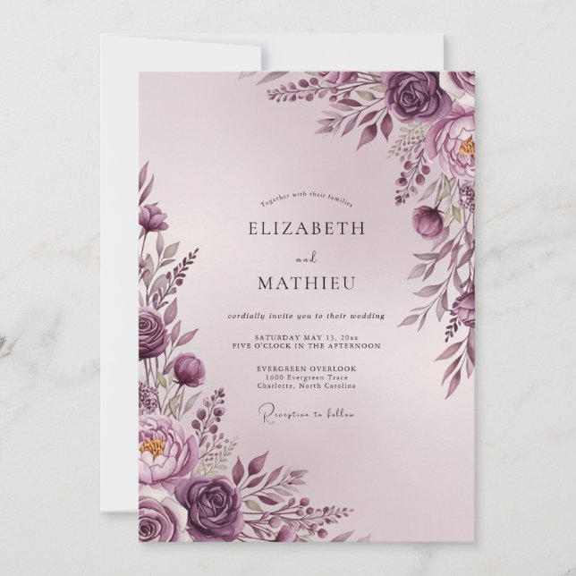 Convites Mauve Sublime Romantic Wedding (Frente)