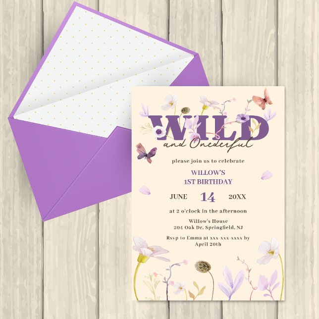 Convites Mauve Wild & Onewond primeiro aniversario (Criador carregado)