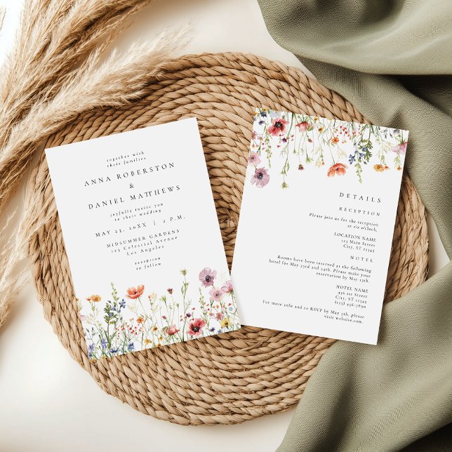 Convites Mauve Wildflower All In One Wedding (Criador carregado)