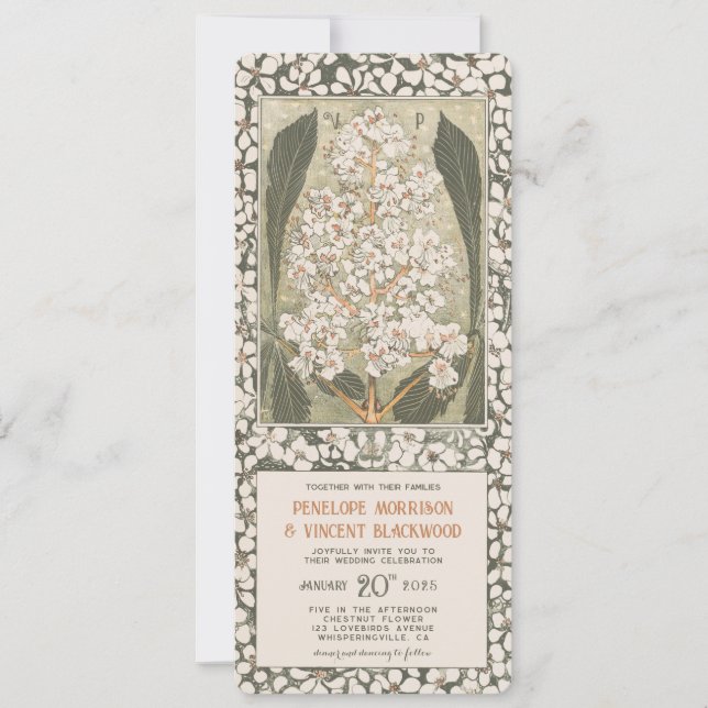 Convites May Chestnut Flower - Casamento vintage (Frente)