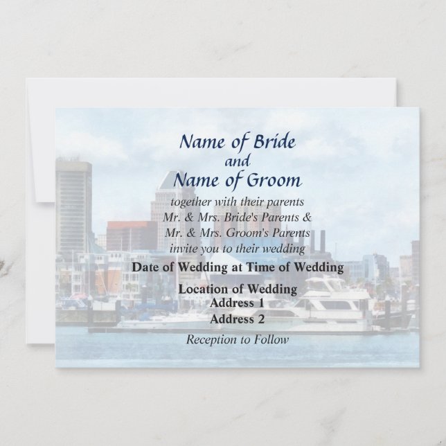Convites MD - Baltimore Skyline e Harbor Wedds Products (Frente)